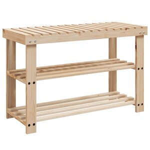 vidaXL Étagère à chaussures 2 en 1 et dessus banc Bois de sapin massif