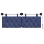 vidaXL Tête de lit suspendue Avec lumière LED Bleu police Velours