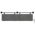 vidaXL Tête de lit suspendue Avec lumière LED Gris foncé Velours