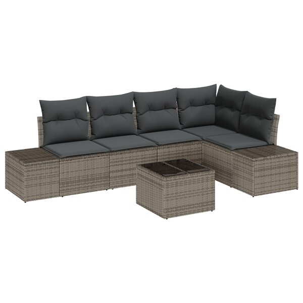 vidaXL Ensemble de Canapés de Jardin 5 Pièces avec Coussins en Rotin Synthétique Noir