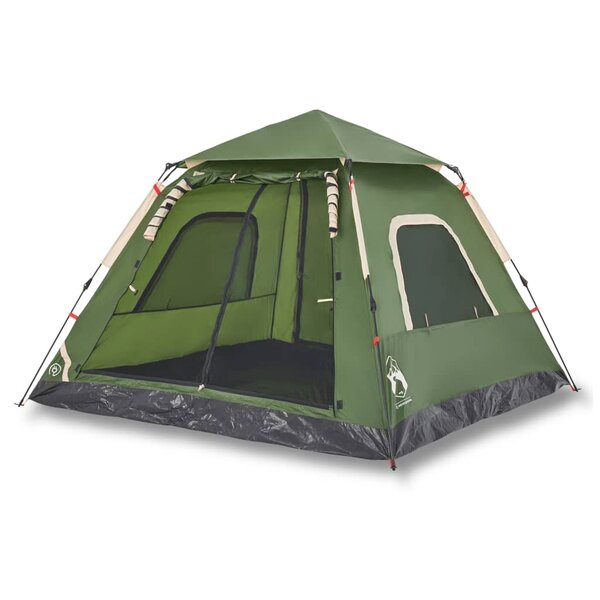 vidaXL Tente de camping à dôme 5 personnes vert libération rapide