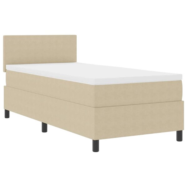vidaXL Lit avec Sommier avec Matelas Beige Clair 80x200 cm Tissu en Velours Côtelé