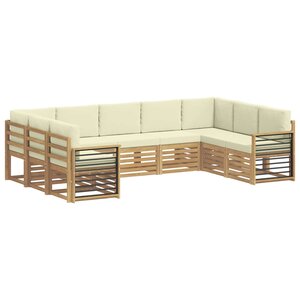 vidaXL Ensemble de canapé d'angle 9 Pièces Blanc et crème Polyester