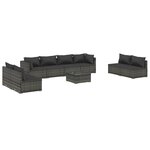 vidaXL Salon de jardin 9 Pièces avec coussins Résine tressée Gris