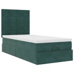 vidaXL Cadre de lit ottoman avec matelas vert foncé 100x200 cm velours