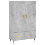 vidaXL Buffet haut gris béton 69 5x31x115 cm bois d'ingénierie