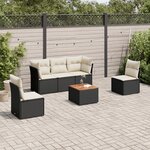 vidaXL Salon de jardin 6 Pièces avec coussins noir résine tressée