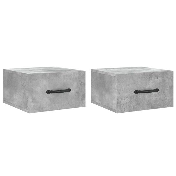 vidaXL Tables de chevet murales 2 Pièces gris béton 35x35x20 cm