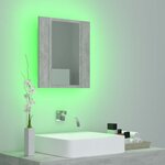 vidaXL Armoire de salle de bain à miroir LED Gris béton Acrylique