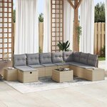 vidaXL Ensemble de canapé de jardin 9 Pièces Beige Poly rotin