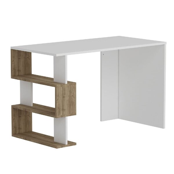 Homemania Bureau d'ordinateur Patara 120x60x75 cm Blanc et noyer