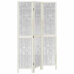 vidaXL Cloison de séparation 3 panneaux blanc bois de paulownia massif