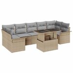 vidaXL Ensemble de canapé de jardin 8 Pièces Beige Poly rotin