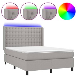 vidaXL Sommier à lattes de lit matelas LED Gris clair 140x190 cm Tissu