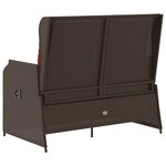 vidaXL Banc inclinable de jardin avec coussins marron résine tressée