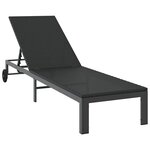 vidaXL Chaise longue avec roues en poly rattan noir