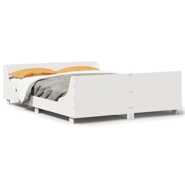 vidaXL Cadre de lit sans matelas blanc 140x190 cm bois de pin massif