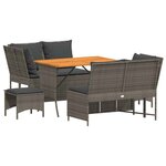 vidaXL Salon de jardin 5 Pièces avec coussins gris résine tressée