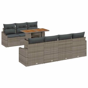 vidaXL Ensemble de canapé de jardin 8 Pièces Gris Poly rotin