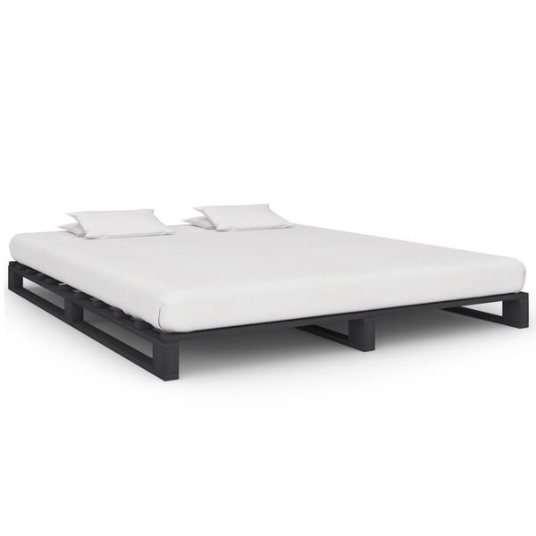 vidaXL Cadre de lit de palette Gris Bois de pin massif 200x200 cm