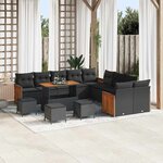 vidaXL Ensemble de canapé de jardin 14 Pièces Noir 110 x 55 x 71 cm