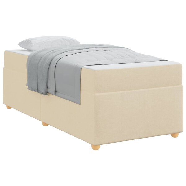 vidaXL Cadre de lit avec matelas Crème 90 x 200 cm tissu