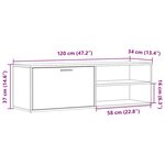vidaXL Meuble TV vieux bois 120x34x37 cm bois d'ingénierie