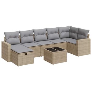 vidaXL Salon de jardin avec coussins 8 Pièces beige résine tressée