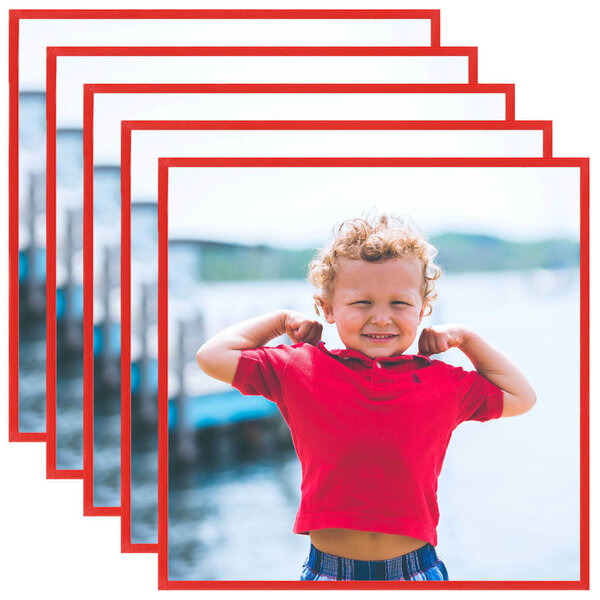 vidaXL Collage de cadres photo 5 Pièces au mur table Rouge 40x40 cm MDF