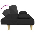 vidaXL Canapé-lit à 2 places et oreillers et repose-pied noir tissu