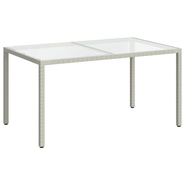 vidaXL Table de jardin 150x90x75 cm Verre trempé/résine tressée Blanc