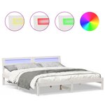 vidaXL Cadre de lit avec des lumières à LED Blanc 200 x 200 cm bois