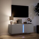 vidaXL Meuble TV mural avec lumières LED blanc 100x31x35 cm