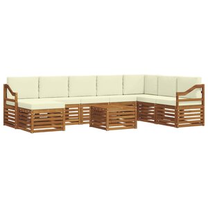 vidaXL Ensemble de canapés d'extérieur 9 pc Naturel et Crème