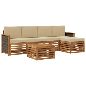 vidaXL Ensemble de canapés d'extérieur 6 Pièces Naturel et Beige
