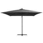 vidaXL Parasol déporté avec LED et mât en acier 250x250 cm Anthracite