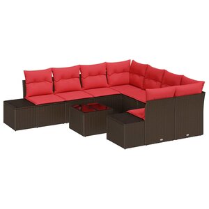vidaXL Ensemble de canapé de jardin 9 Pièces Marron polyrotin