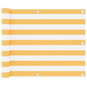 vidaXL Écran de balcon Blanc et jaune 75x300 cm Tissu Oxford