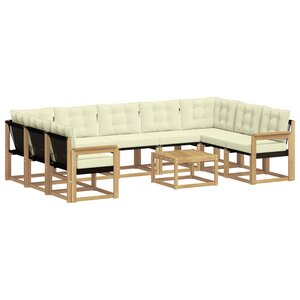 vidaXL Ensemble de canapés d'extérieur 10 pc Blanc et crème