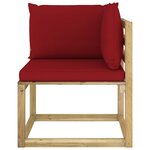Vidaxl canapé d'angle de jardin avec coussins bois imprégné de vert