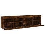 vidaXL Meubles TV muraux et lumières LED 2Pièces chêne fumé 80x30x40 cm