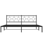 vidaXL Cadre de lit métal sans matelas avec tête de lit noir 200x200cm