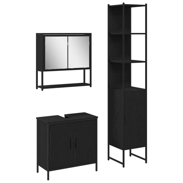 vidaXL Ensemble de mobilier de salle de bain avec étagère 3 Pièces Noir
