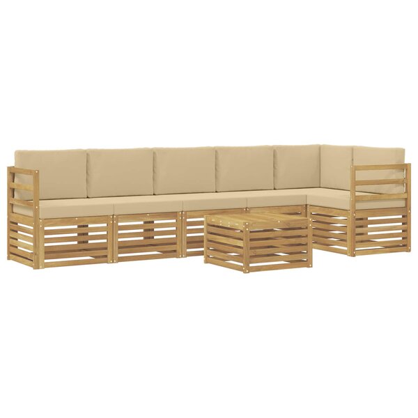 vidaXL Ensemble de canapés d'extérieur 7 Pièces Blanc et Beige