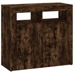 vidaXL Buffet avec lumières LED chêne fumé 80x35x75 cm