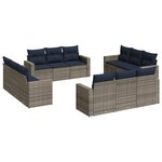 vidaXL Salon de jardin avec coussins 12 Pièces gris résine tressée