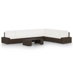 vidaXL Salon de jardin 7 Pièces avec coussins Marron Résine tressée