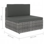 vidaXL Salon de jardin 9 Pièces avec coussins Gris Résine tressée