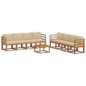 vidaXL Ensemble de canapés d'extérieur 9 Pièces Naturel et Beige