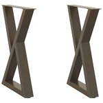 vidaXL Pieds de table à manger 2 pièces Acier naturel 60 x (72-73 3) cm Acier